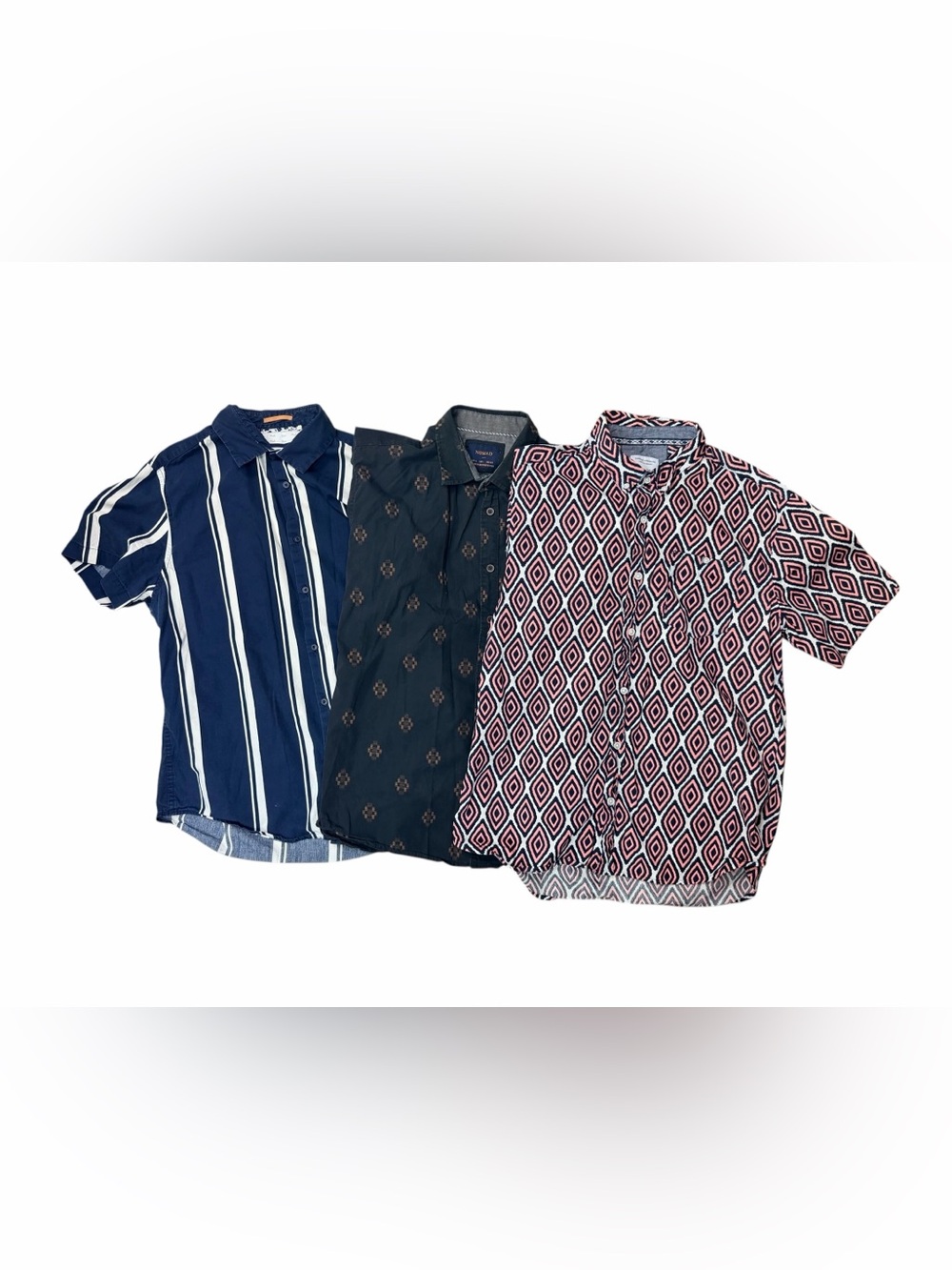 Lot Of 3 Men’s Size L  Short Sleeve Button Down Casual Shirts Mixed Brands